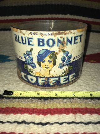 Blue Bonnet Vintage Coffee Tin Springfield Mo Rare Old