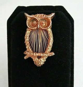 Rare Vintage Signed Capri Wire Horned Owl Pin/brooch