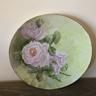 Vintage Schonwald Hand Painted Roses Gold Trim Plate From Germany 10.  5”