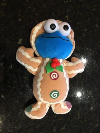 Sesame Street Cookie Monster Dressed As Gingerbread Man Rare Plush 8 "