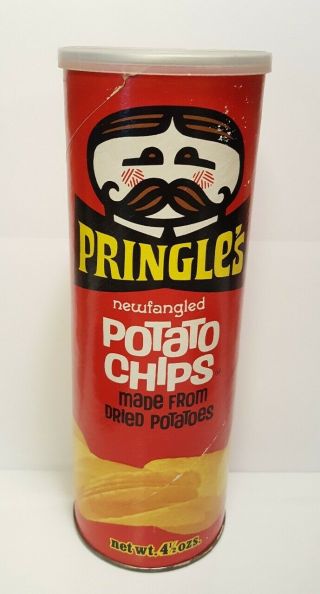 Rare Vintage 1970s Pringles Newfangled Potato Chips Can 4.  5 Oz