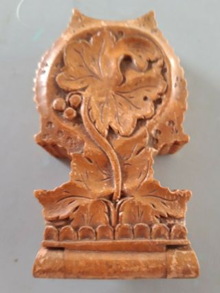 Antique Carved Wooden Pocket Watch Stand Holder Travel Case