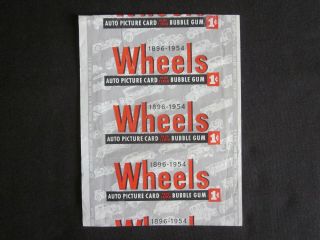 1954 Topps Wheels 1 - Cent Rare Version Non - Sport Card Wrapper Nm