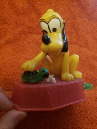 Walt Disney Pluto Wind - Up Plastic Toy Vintage Rare Pluto Pets Turtle