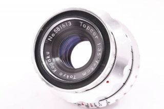 Rare Tokyo Kogaku Topcor Lens 50mm/f3.  5 Leica 39mm Lmt Screw Mount 581613