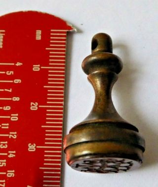 Antique Brass And Agate Pocket Watch Chain Seal Fob