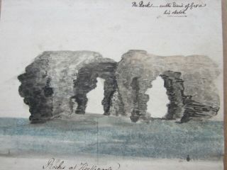 Francis Grose (1731 - 1791) Antique Painting - Elephant Rocks Hartlepool C.  1760