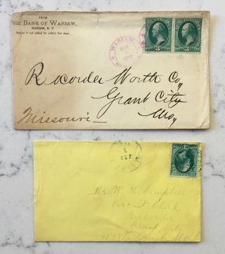 2 Antique Stamped Envelope Cancelled Postal Cover 3 Cent Washington Sc 158 1873