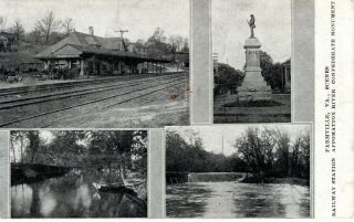 1908 Farmville Va - Rare Multi - View Showing The Rr Depot,  Confederate Monument