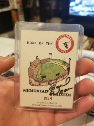 Vintage Rare Baltimore Orioles Memorial Stadium Autograph Card