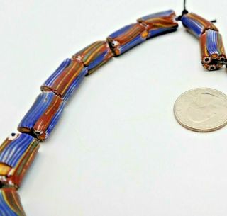 Vintage African Trade Bead Necklace Chevron Glass Beads Rare Old Millefiori