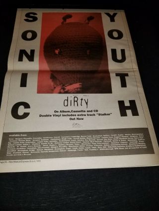 Sonic Youth Dirty Rare Uk Promo Poster Ad Framed