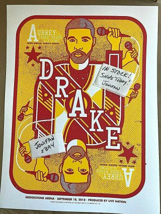 Rare Drake Bridgestone Arena Nashville Tn 2018 Screen Print Poster
