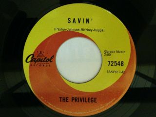 Rare Canadian 45 By The Privilege (the Lords) Edmonton