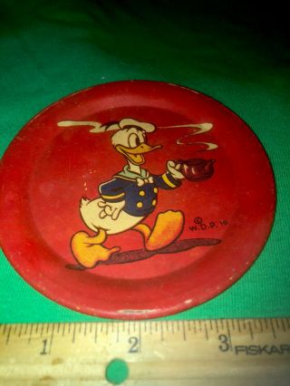 Rare Donald Duck Tin Plate W D P 16 Vintage