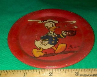 Rare Donald Duck Tin Plate W D P 16 Vintage 2