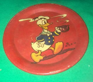 Rare Donald Duck Tin Plate W D P 16 Vintage 3