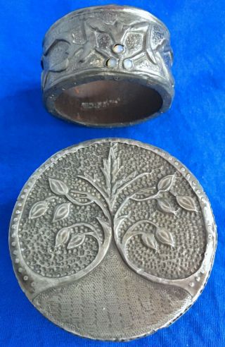 Antique Hammered Pewter Box & Napkin Ring,  Artnouveau,  Arts And Crafts