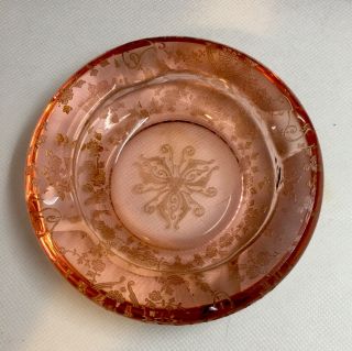 Vintage Pink Cambridge Ashtray\trinket Dish 388 W Diane Etch 752 Rare