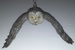Owl In Flight Christmas Tree Ornament Ceramic 4 " Wingspan Rare