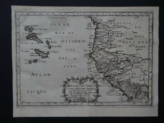 1656 Sanson Atlas Map Cape Verde Islands - Senegal Guinea Africa Pays Des Negres