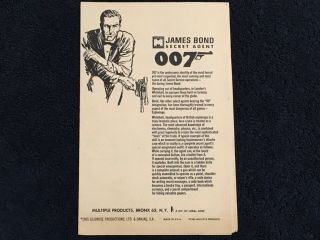Rare 1965 JAMES BOND 007 Multiple Prod ATTACHE CASE Briefcase Instructions Sheet 2