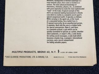 Rare 1965 JAMES BOND 007 Multiple Prod ATTACHE CASE Briefcase Instructions Sheet 3