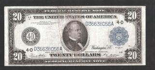 Rare Type A Cleveland 1914 $20 Frn,  No Pinholes No Tears