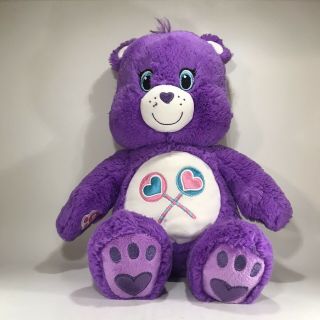 Build A Bear Care Bears Share Bear Plush Rare 18 " Purple Lollipop 2015