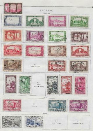 25 Algeria Stamps From Quality Old Antique Album 1936 - 1938