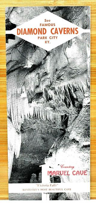 Rare Vint 1940s Diamond Caverns Park City Kentucky Travel Brochure Very Scarce