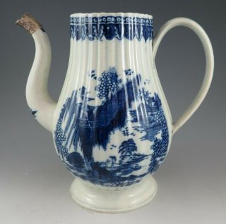 Antique Pottery Pearlware Blue Transfer Wedgwood & Co Gazebo Coffeepot 1800