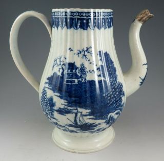 Antique Pottery Pearlware Blue Transfer Wedgwood & Co Gazebo Coffeepot 1800 2