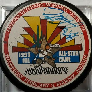 UNKNOWN SIG SIGNED 1993 ALL STAR GAME PHOENIX ROADRUNNERS RARE IHL PUCK - CZ 2
