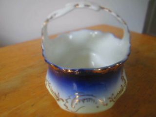 Rare Ceramic Basket Flow BLUE Romantic Scene Spoon Rest Handle 2