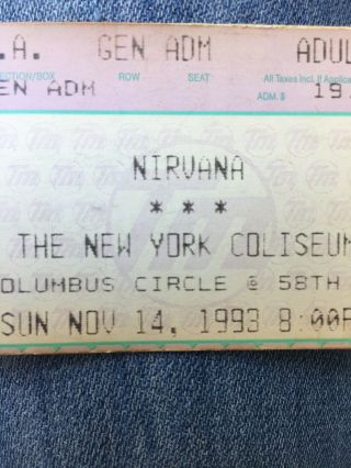 Rare Nirvana Ticket Stub York Coliseum 11 - 14 - 1993