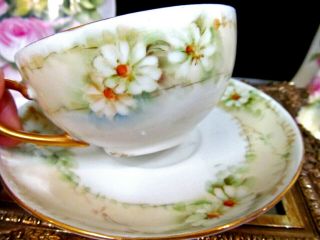 Bavaria Germany Tea Cup And Saucer Painted Daisy Pattern Teacup German 1930s