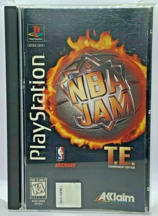 Nba Jam T.  E.  Te Tournament Edition Sony Playstation 1 Ps1 Complete Log Box Rare
