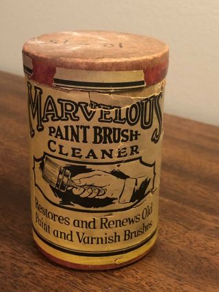 Antique Vintage Marvelous Paint Brush Cleaner Cardboard Container 8 Oz Full Rare