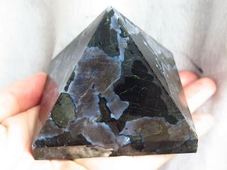 456g Rare Natural Gabbro Crystal With Golden Mica Pyramid Healing A54