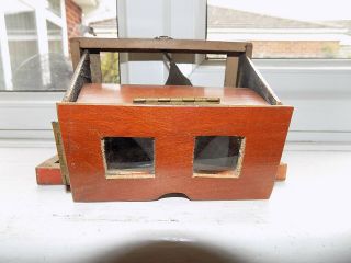 Antique Wooden Cased Folding Stereoscope Viewer Stereo Viewer