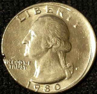 1980 P Washington Quarter 20 Off - Center Struck Rare U.  S.  25c Coin,  Make Offer.