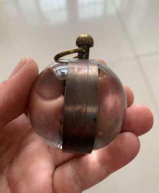 Work CHINESE archaize BRASS GLASS pocket watch BALL clock 2