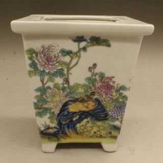 Chinese Ceramics Famille - Rose Porcelain Flowers Birds Bamboo Ornament Flowerpot