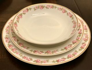 Antique French Porcelain 8 - Piece Place Setting,  M.  Redon/PL Limoges,  Roses RDN10 2