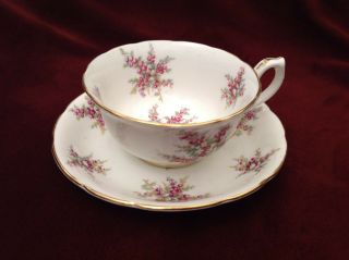 Hammersley England Purple & Yellow Gold Trim Floral Chintz Cup Saucer 2