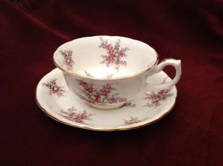 Hammersley England Purple & Yellow Gold Trim Floral Chintz Cup Saucer 3