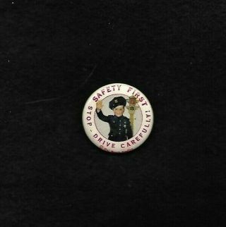 Rare Advertising Pin: Safety First Stop - Drive Carefully Hal Roach Studios