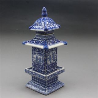 Exquisite Old Chinese Blue White Porcelain Layered Tower Vases Qianlong Mark Yr