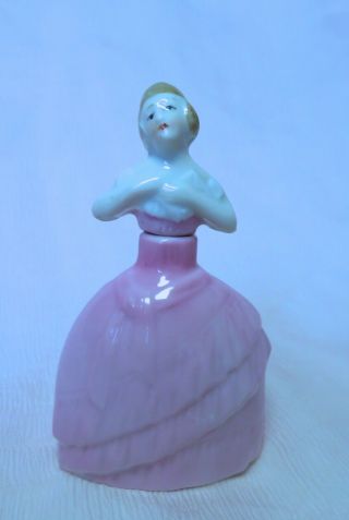 German Figural Lady Antique Porcelain Perfume/scent Bottle Germany Half Doll Re.
